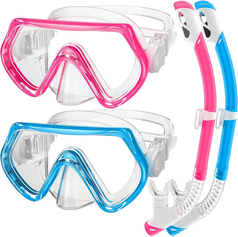 ZipAura Snorkeling Gear for Kids, Kids Snorkel Set for Ages 3-14, Anti-Fog Diving Mask and Dry Top Snorkel Combo Set, Unisex Swimming Goggles - Image 1